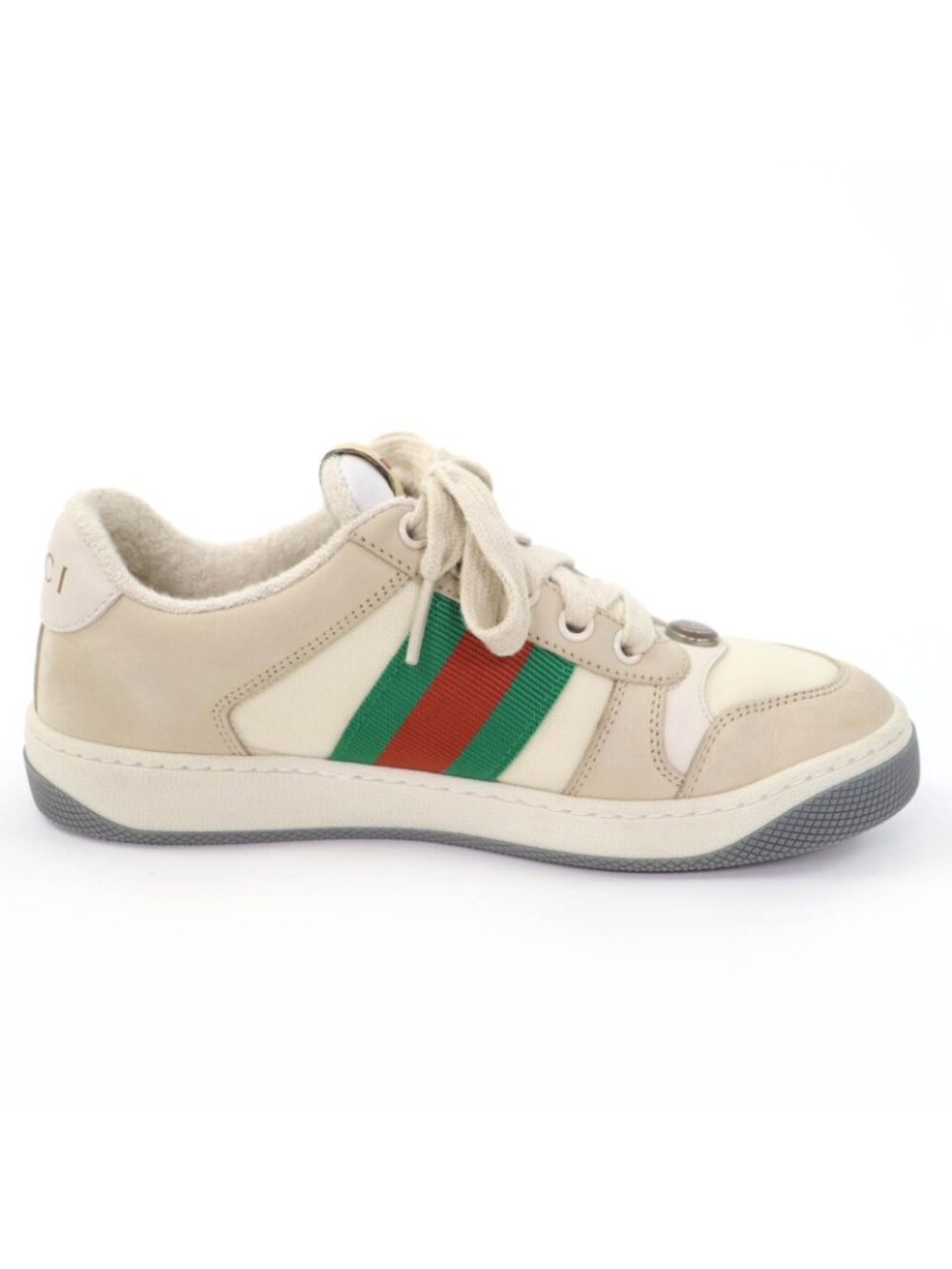 Gucci Leather Web Stripe GG Marmont Vintage Logo Low Cut Sneakers Beige - Picture 6 of 13
